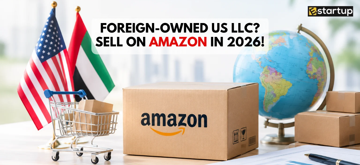 Can a Foreign-Owned US LLC Sell on Amazon – US and UAE Flags with Amazon Shipping Boxes
